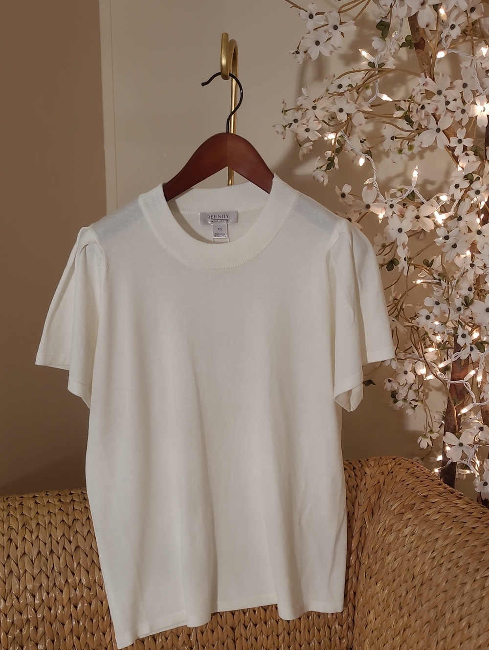 Cream Short Sleeve Knit Shirt